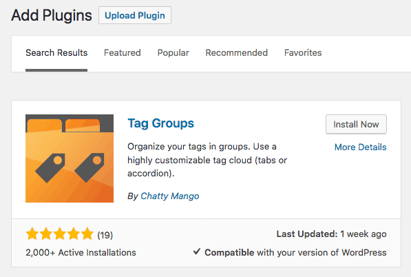 Add Plugin - Tag Groups - WordPress